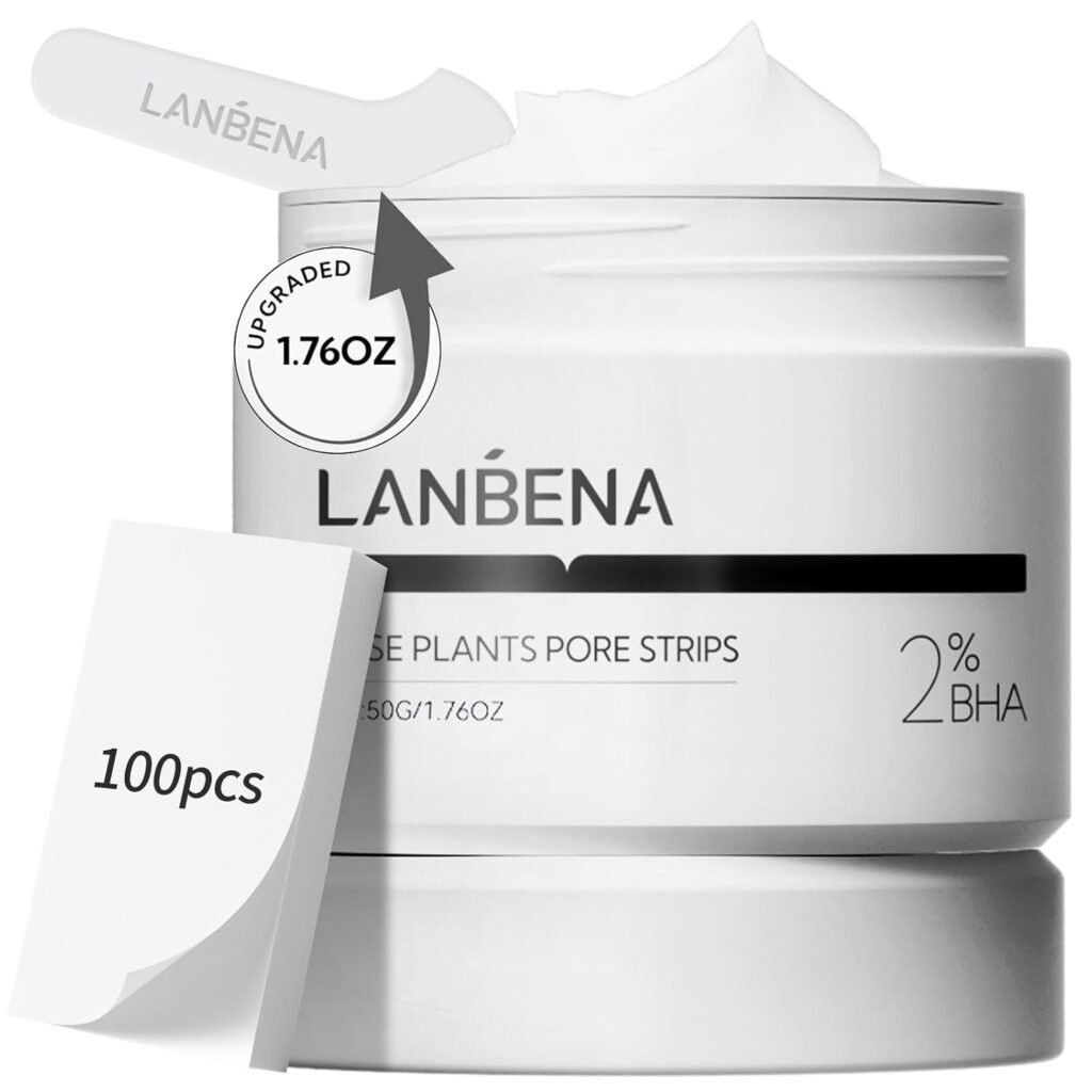LANBENA Nose Strips for Blackheads (1.76 Oz), 100 pcs Nose Plants Pore Strips, Blackhead Remover Mask, NOTE: Place Bottle in Boiling Water for 5 min to Soften Dry/Solid Cream